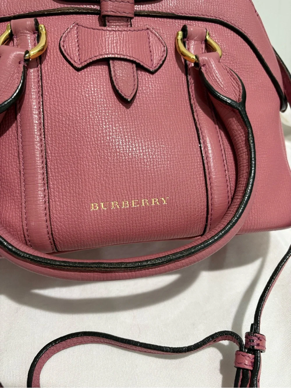 Authentic Burberry Banner Small Pink Leather Satchel Crossbody w/ certificate - Picture 3 of 15